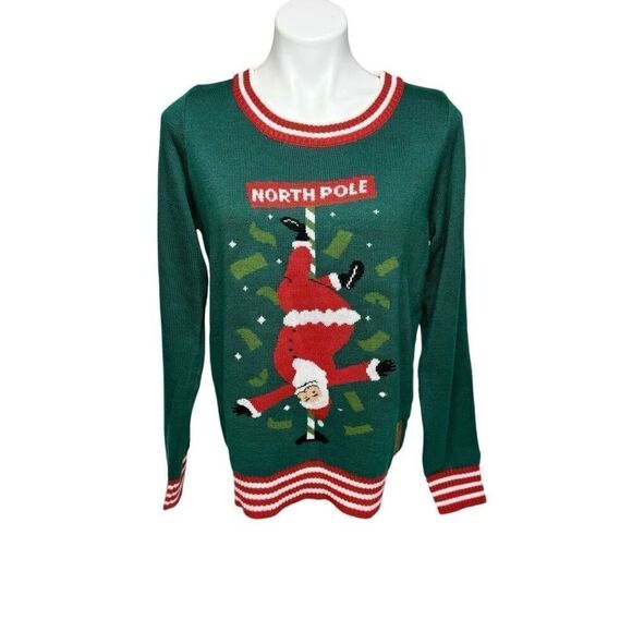 Tipsy Elves pole dancing Santa ugly Christmas sweater size M - Picture 2 of 12